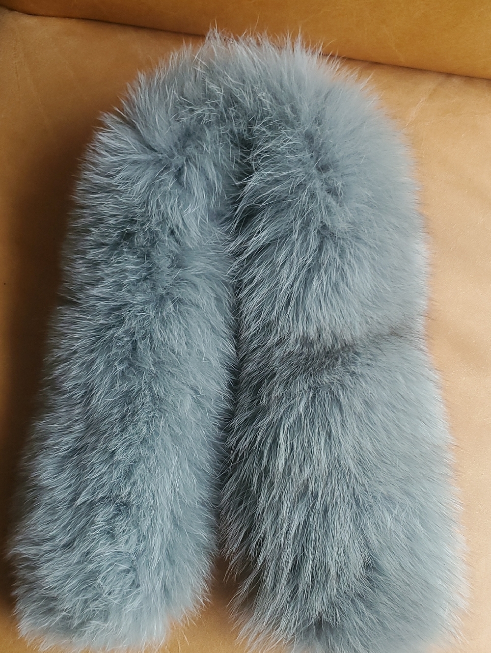 Fox Fur Collar Scarf in Dusty Teal